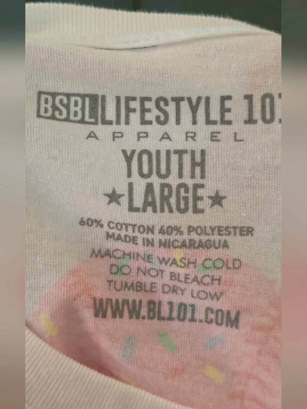 Girl's BASEBALL LIFESTYLE White Short Sleeve Tee w/ Pink & Yellow Logo (Size YL) - Picture 8 of 9